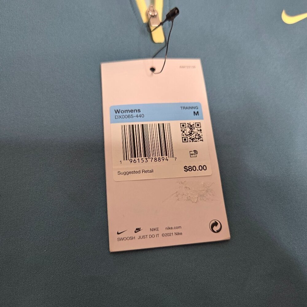 NWT Nike Women's Training Dri-FIT 1/4 Zip Long Sleeve Top Noise Aqua Blue Medium - Picture 4 of 15